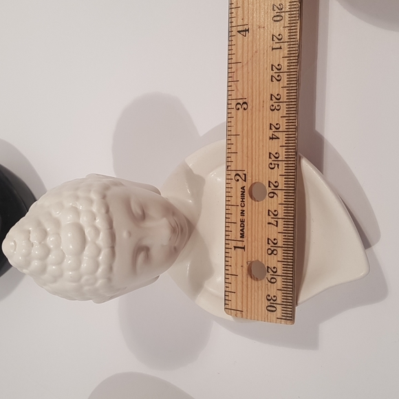 Buddha Head Ceramic Incense Holder   Set of 3  color:White/Black/ Gray - Picture 4 of 4